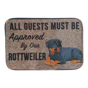 All Guests Must Be Approved By Our Rottweiler Doormat Indoor Mat 15.5x23 Inch